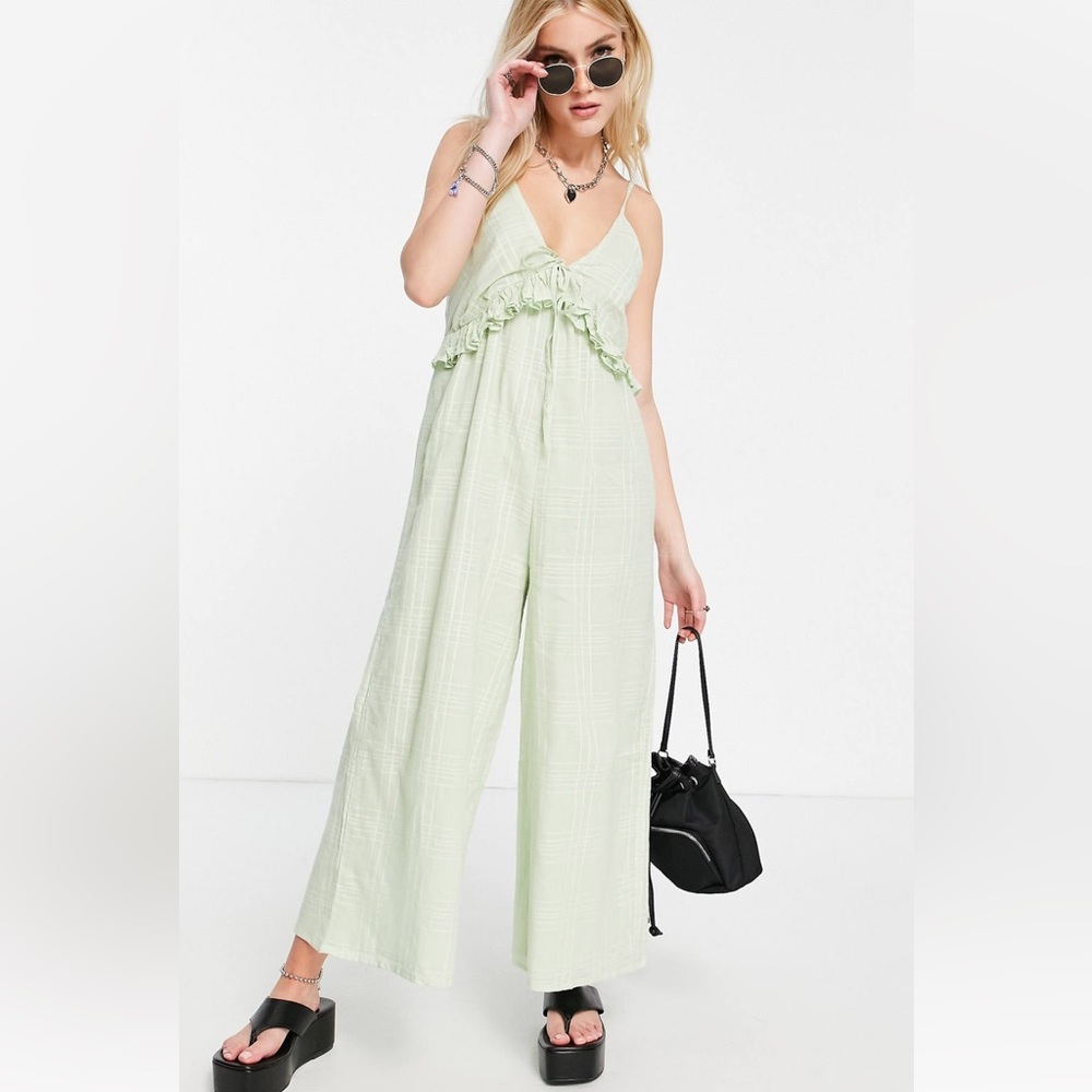 ASOS Design Mint Green Ruffle Jumpsuit